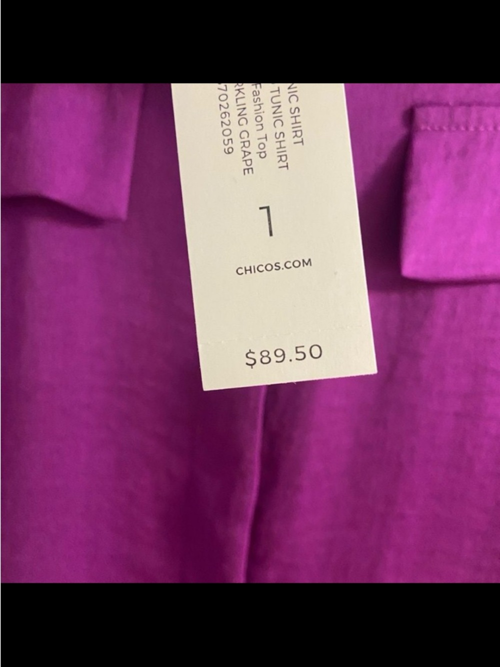 Chico's Short-Sleeve Longline Tunic Purple Medium NWT - Picture 9 of 10
